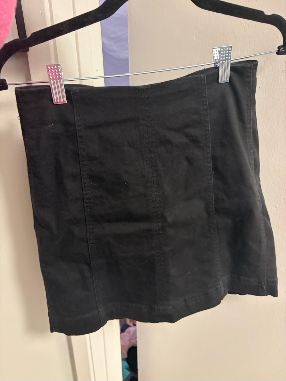 Rewash Black Mini Skirt - Paneled Straight Silhouette - Picture 6 of 8